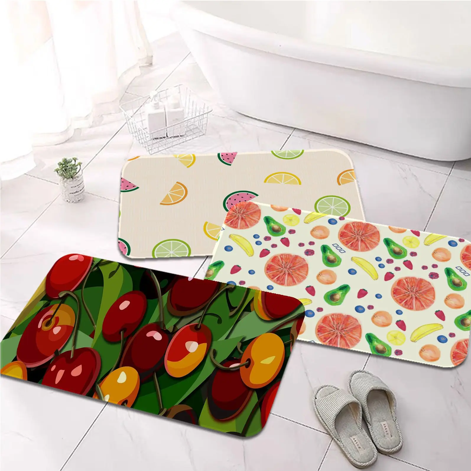 

Fruit Bath Mat Anti-slip Absorb Water Long Strip Cushion Bedroon Mat Household Carpets