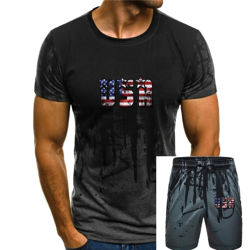 

USA Flag - White T Shirt Top America Tee Design - Mens S Kids & Baby Sizes