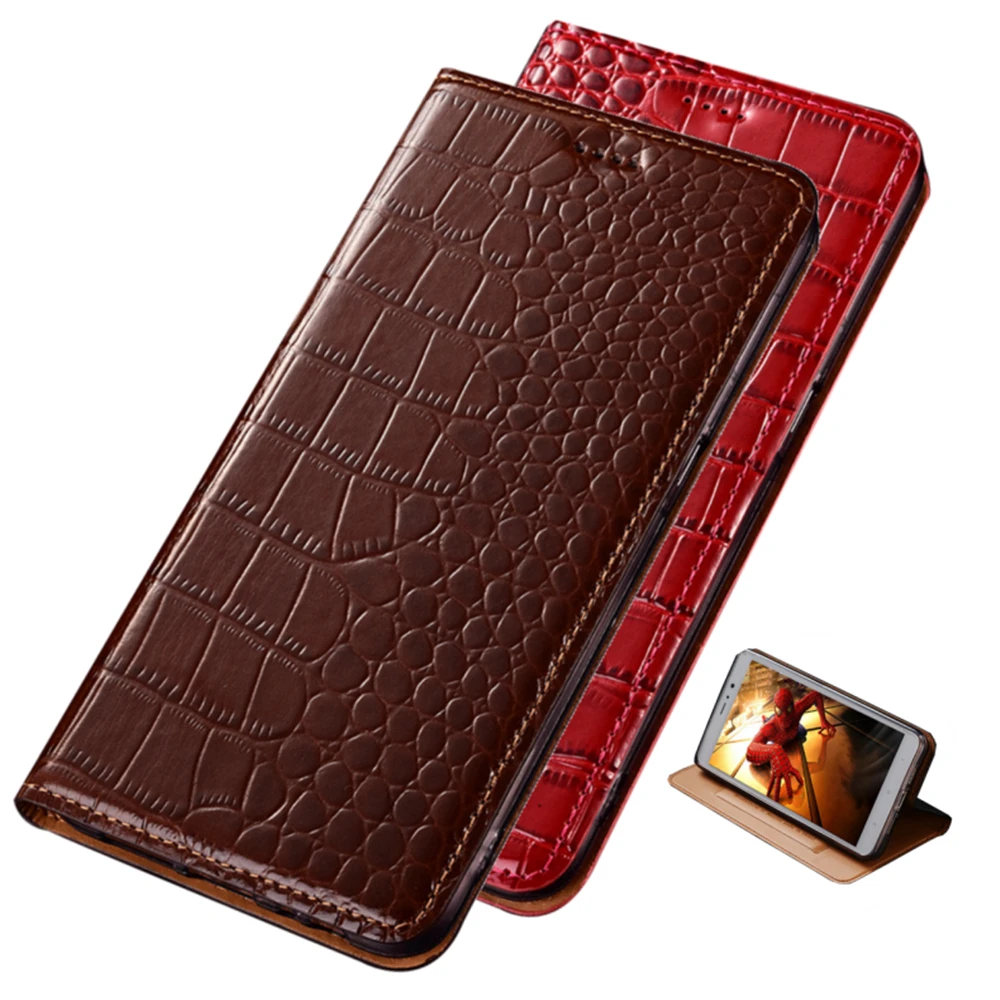 

Crocodile Grain Genuine Leather Magnetic Phone Bag For Asus ZenFone 7 Pro ZS671KS/Asus ZenFone 7 ZS670KS Phone Case Card Holder