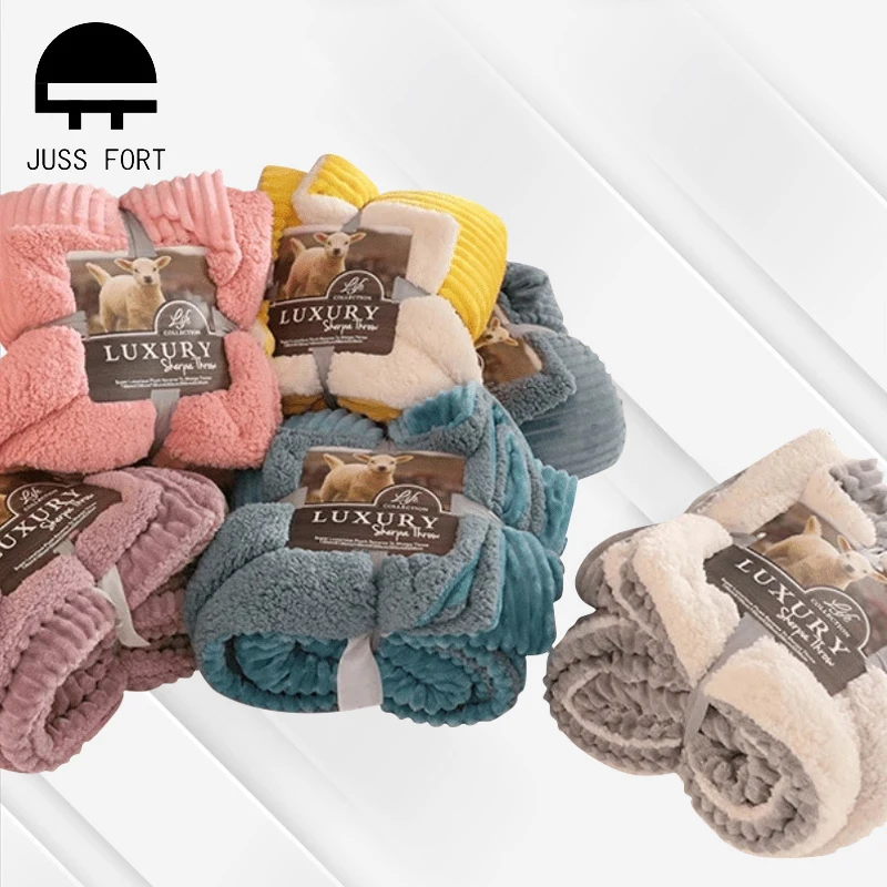 

100x120cm/150x200cm/200x230cm Cashmere Blanket Thick Double Layer Sherpa Blankets Warm Comfortable Flannel Fleece Throw Blanket