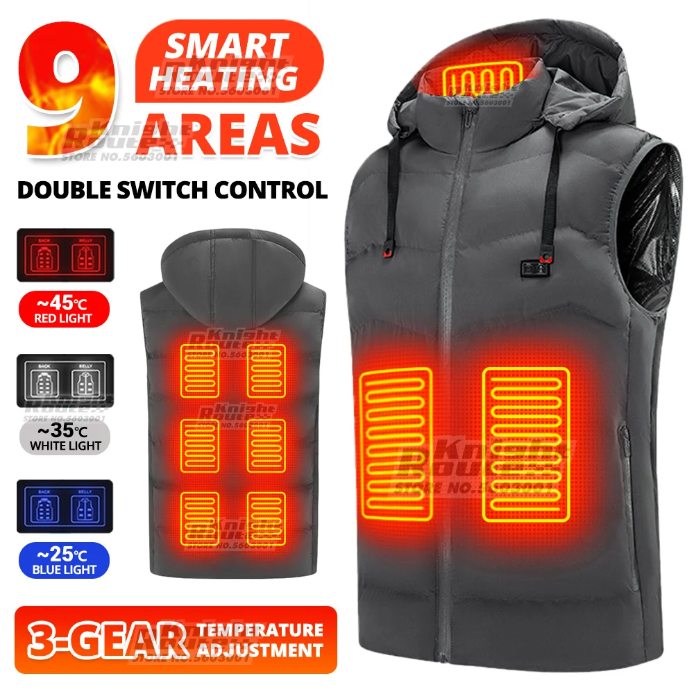 

9 Areas Self Heated Vest Body Warmer Women Men Warm Heating Jacket Heated Vest Thermal Clothing Camping Hunting Fishing Winter