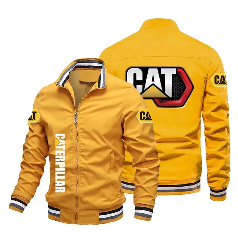 2022 Spring and Autumn New Fashion Men's Cardigan Zipper Jacket CAT Printing Jacket Motorcycle Racing Jacket Casual Baseball Clo