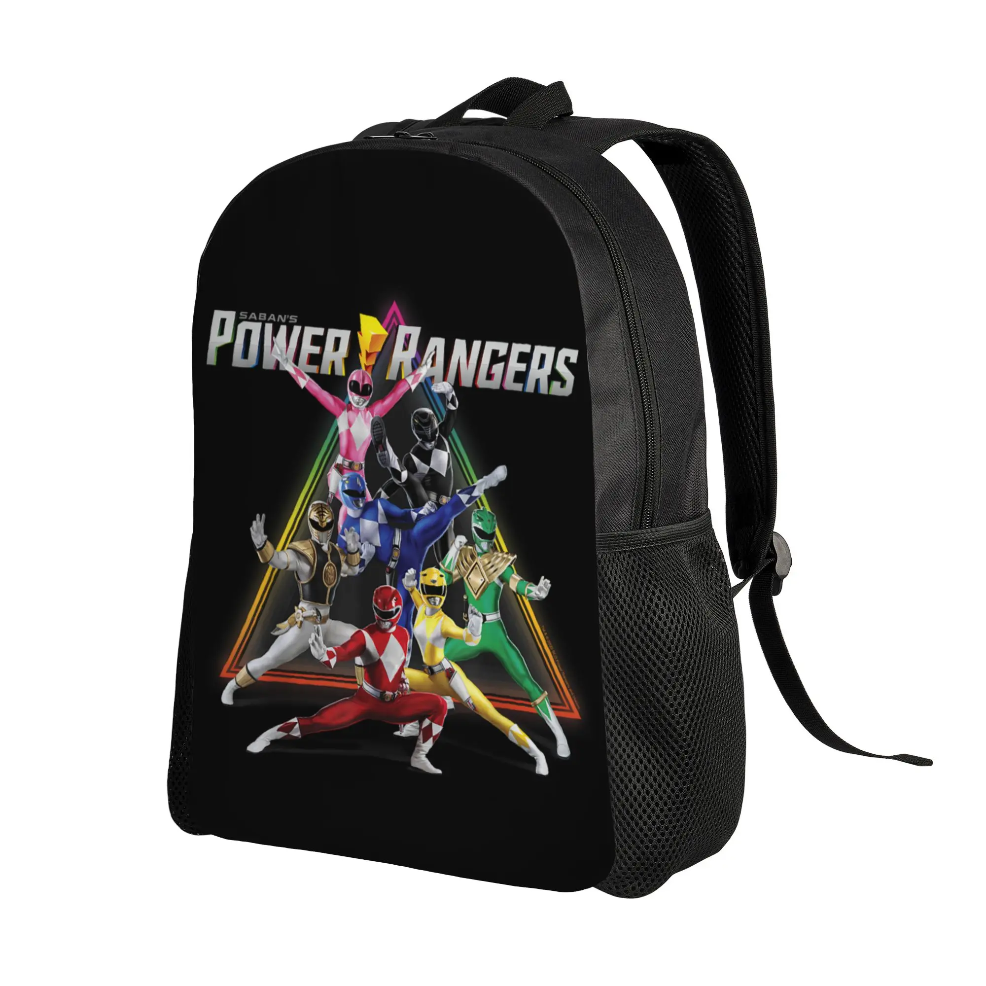 Фото Рюкзаки Bandai Power Rangers Rainbow Pyramid Retro Action Portrait Daypack, прочный офисный рюкзак для работы, на плечо №2