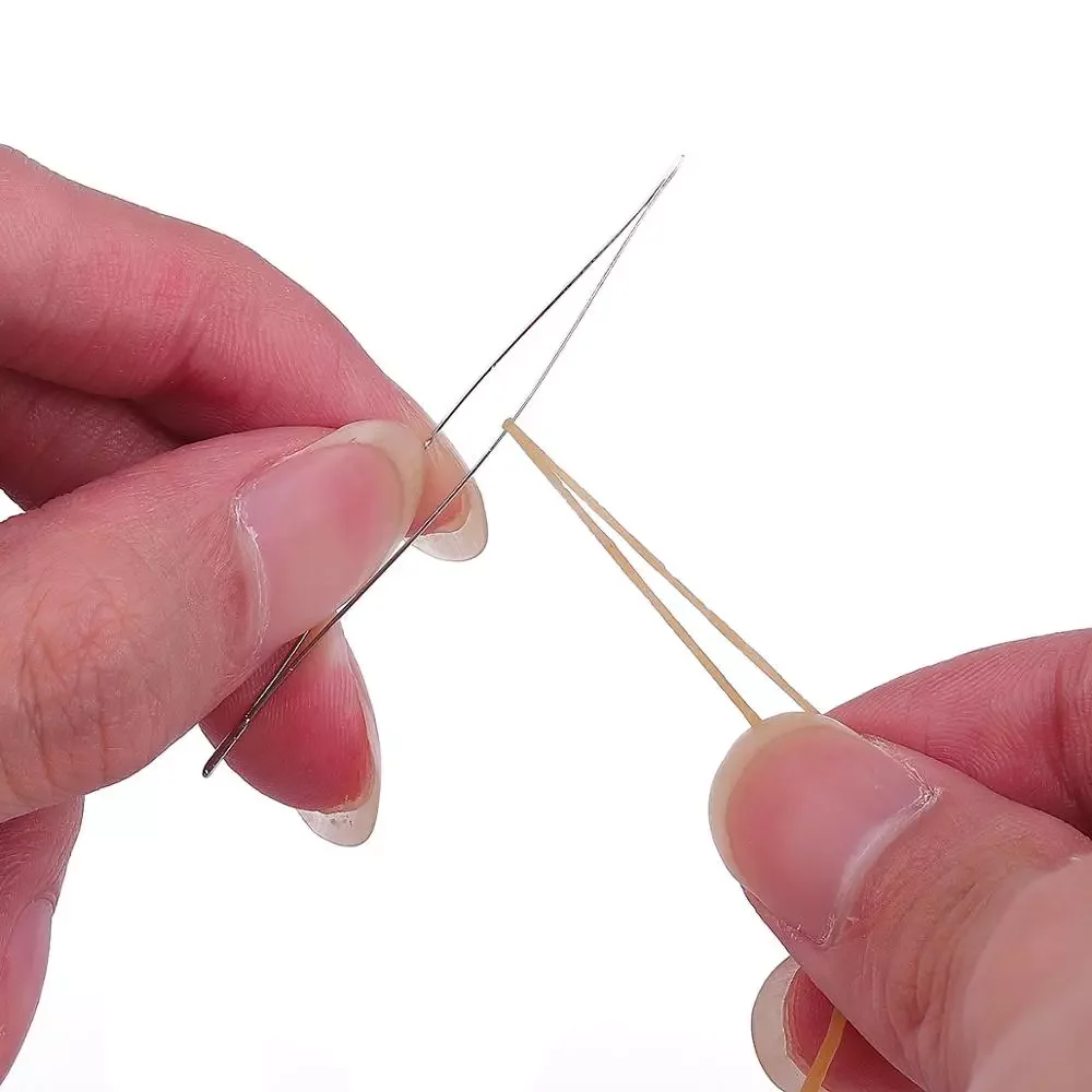

Long Big Eye Curved Beading Needles with Needle Pearls Threading String Cord Jewelry Tool 5.5-12.8cm
