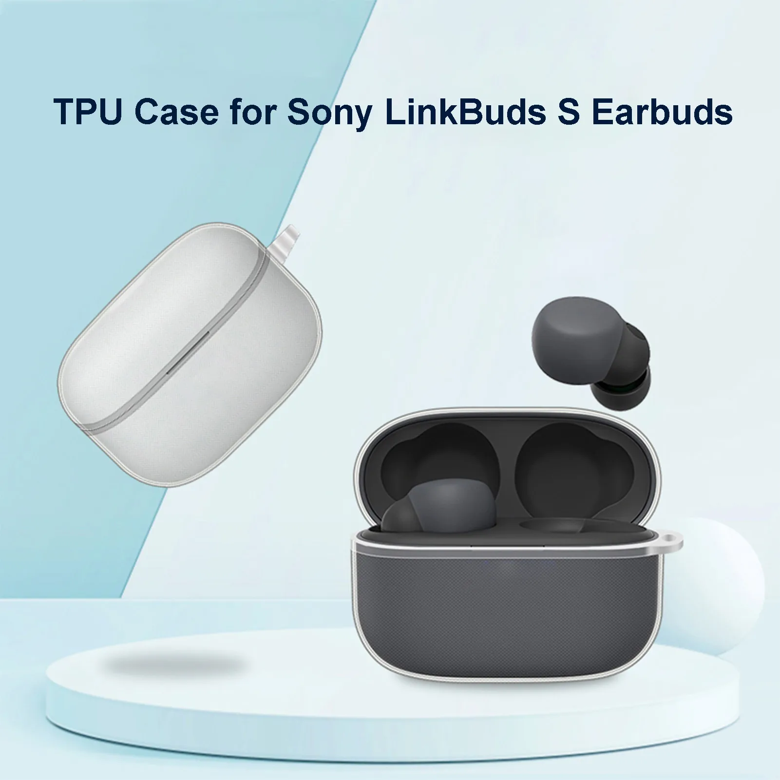 

Clear TPU Case For Sony LinkBud S WF-LS900N Wireless Earphone Protective Cover Shockproof Dustproof Protector With Carabiner