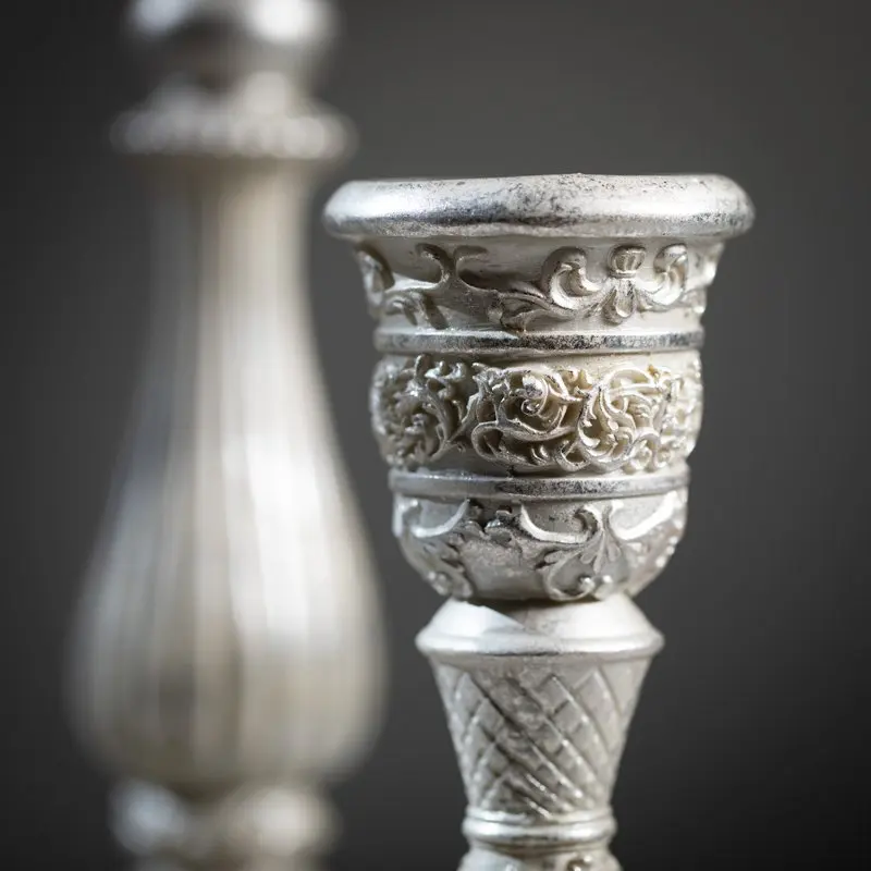 

Candle Holder Set of 2, 16.5"H & 12.5"H Silver