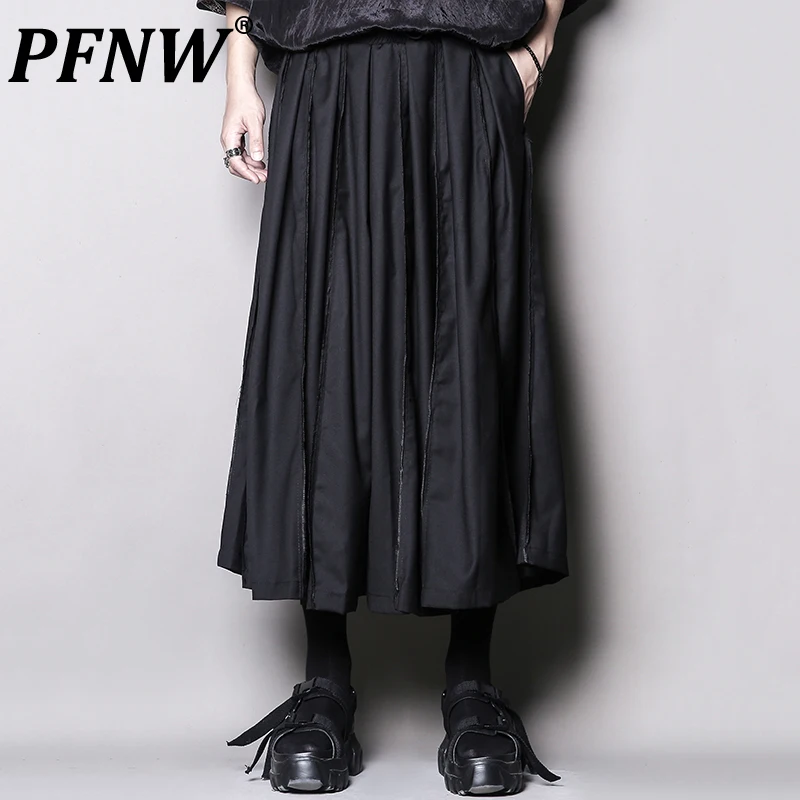 

PFNW Summer New Men's Personality Chic Loose Skirt Pants Wide Leg Darkwear Harajuku Niche Street Fashion Casual Trousers 28A3076