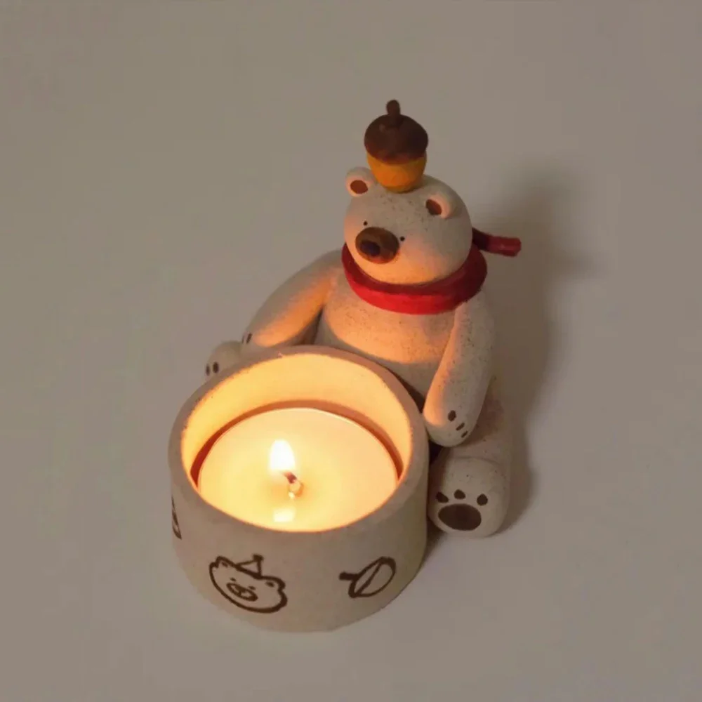 Креативный подсвечник с медведем украшения из смолы милые для дома гостиной