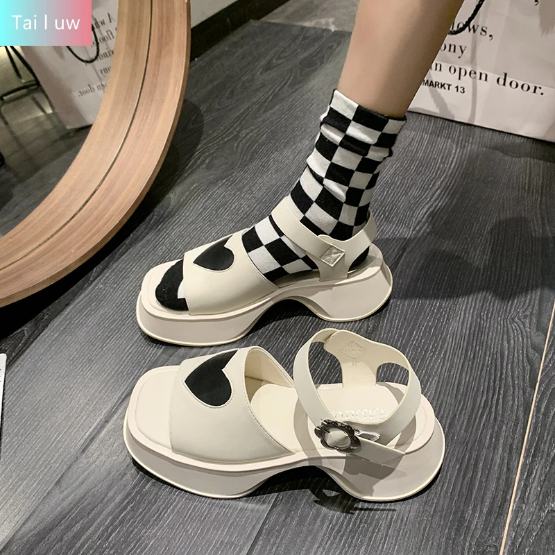 

High Heeled Sandals Wedges Shoes Female Slides Shoes Women Shoes Wedge with Open ToeThick Bottom Beach Shoes Platform Sandals