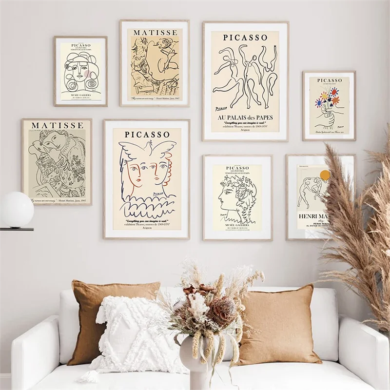 

Matisse Picasso Retro Posters And Prints Famous Painting Canvas Painting Living Room Bedroom Home Decorative HD Wall Art Picture