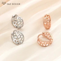 sz design new fashion hollow out metal hoop earrings pentagram stylish star eardrop for women rose gold cubic zirconia jewelry