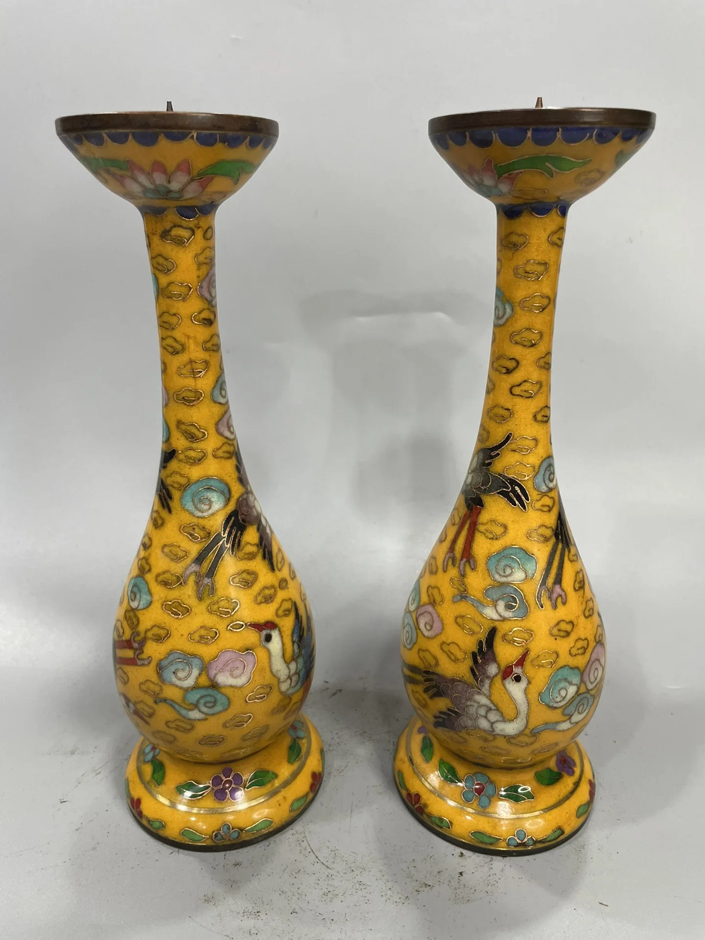 Коллекция тибетских храмов старое эмалированное Украшение 9 дюймов подсвечник с