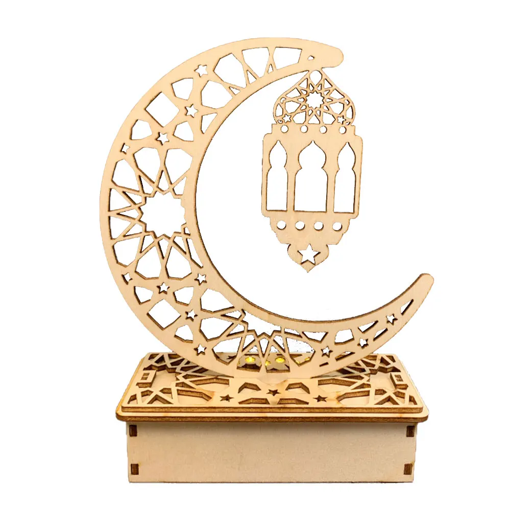 Ramadan Decoration Crescent Ornament Muslim Eid Mubarak LED Ornament For Festival Celebration Home Decoration