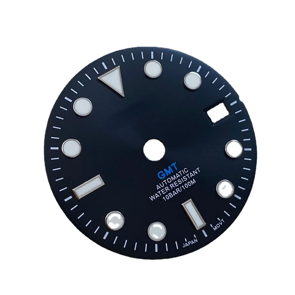 Аксессуары для часов GMT циферблат движения NH34 29 мм узор Sunburst зеленый светящийся