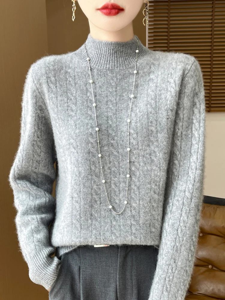 Новинка 2024 женский шерстяной свитер из мериноса утепленная толстовка с