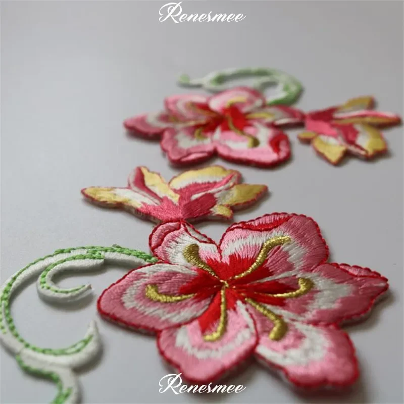 3 шт. Цветочная аппликация для одежды вышивка нашивка ткань наклейка на утюжок