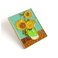 sunflower oil painting jewelry gift needle wrap lapefashionable creative cartoon brooch lovely enamel badge clothing accessories