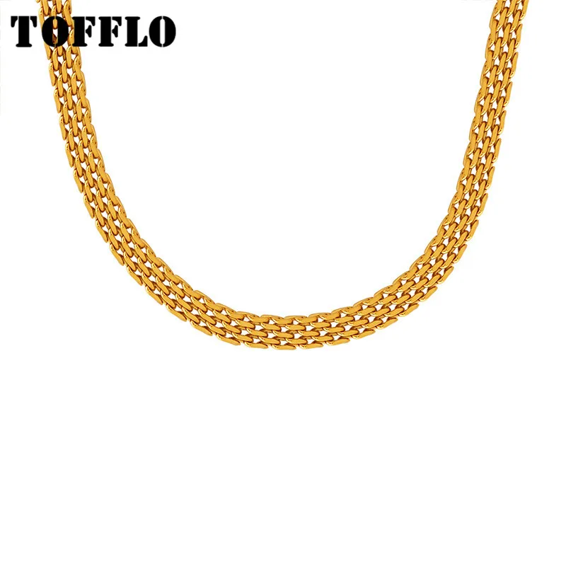 

TOFFLO Stainless Steel Jewelry Woven Chain Wide Fashion Style Exaggerated Necklace Fashion Collar Chain BSP1410