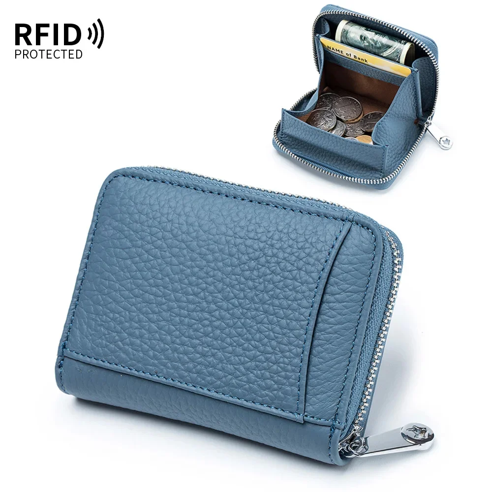 

New Women Wallets Female Genuine Leather Purse Large Capacity RFID Purses Small Soft Cowhide Money Bag Mini Coin Card Holders