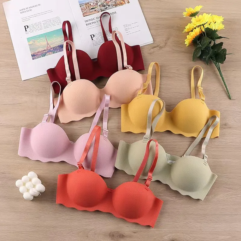 

Sexy Bras Push Up Seamless Underwear Women Solid Candy Color Wireless Lingerie One-Piece Gather Convertible Straps Brassiere
