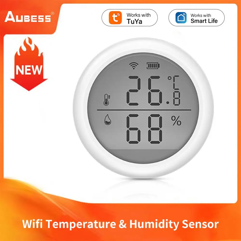 

Aubess Tuya Wifi Temperature Humidity Sensor Indoor Room Temperature Humidity Meter Sensor Needn't Gateway Support Smart Life