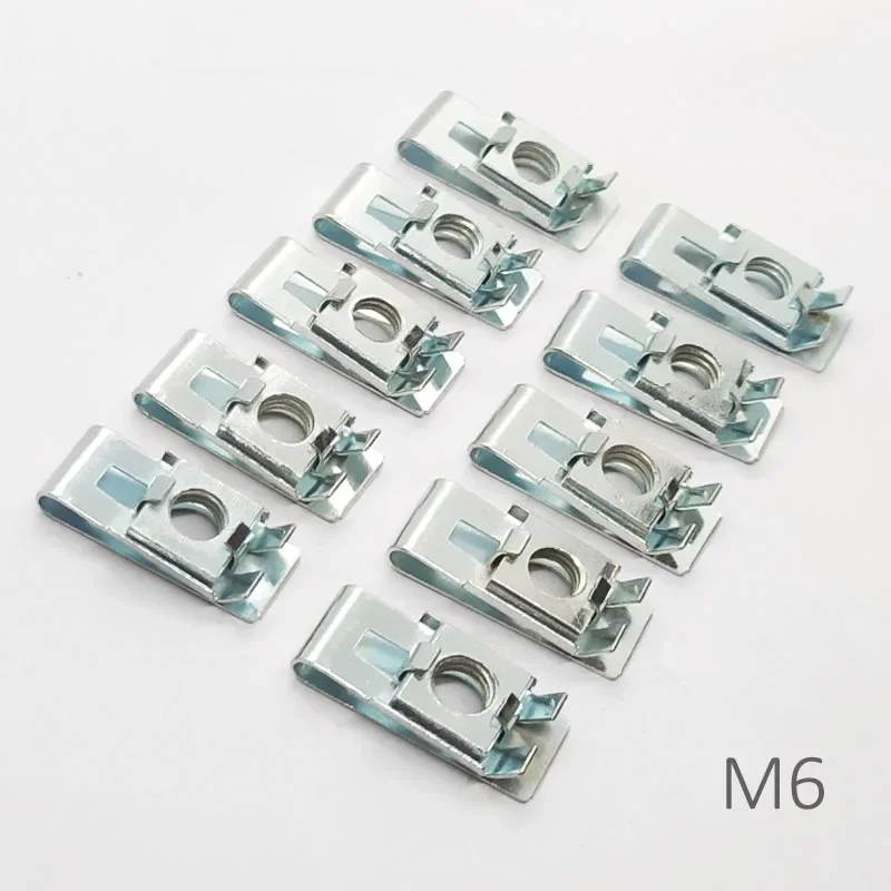 

10 шт. M3/M4/M5/M6, зажимы для гаек из пружинной стали U-типа с резьбой 5 мм, 6 мм, 4 мм для слайдера лифта, фиксированного автомобильного номерного знака