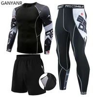 ganyanr running clothes for men jogging suits tracksuit sport sportswear gym mma rashguard training fitness workout wear sets