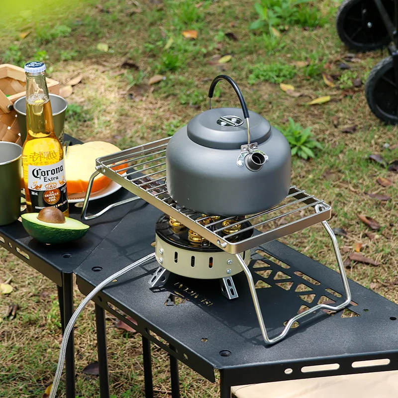 

Multifunction Folding Campfire Grill Stand Tourism Portable Camping Grill Grate Outdoor Cookware BBQ Rack Wood Gas Stove Bracket