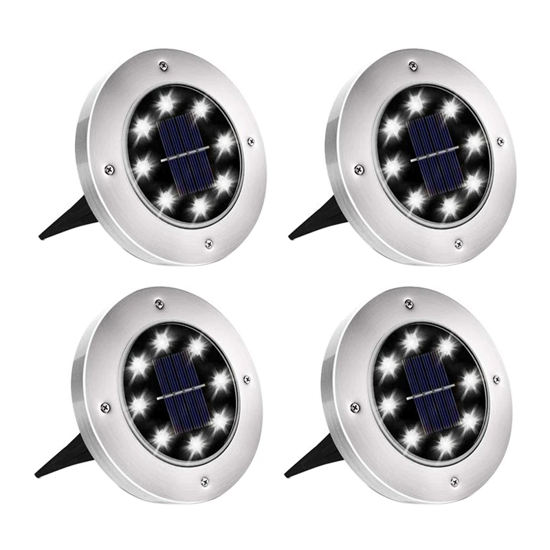 

Solar Powered Disk Lights, 8LED IP67 Solar Ground Lights Outdoor Waterproof Garden Landscape Lighting For Yard ,White