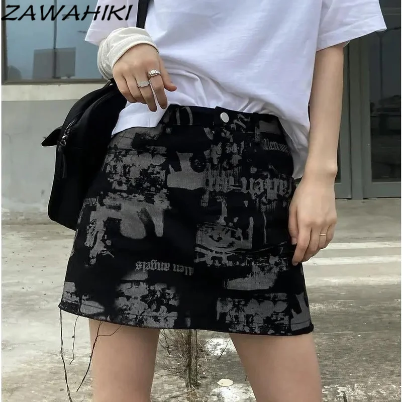 Юбка-мини в готическом стиле с завышенной талией Y2K |