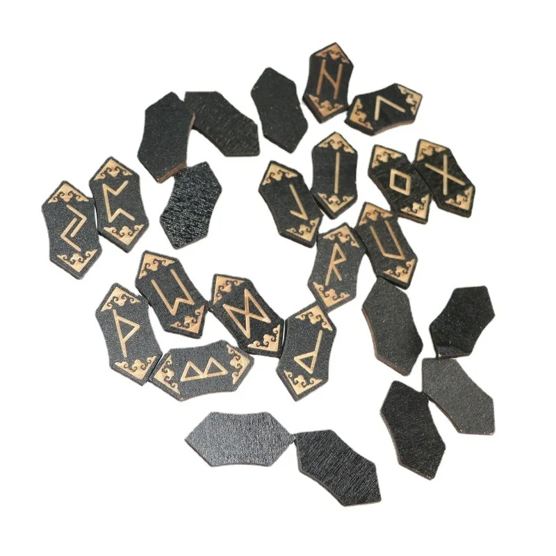 

Rune Stones Card Set Nordic Divination Props Handmade Woodcut Family Portable Home Entertainment Toys Beginner Board Game