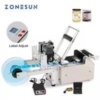 zonesun lt 50d semi automatic labeling machine label applicator printer pet plastic bottle date coder label dispenser machine