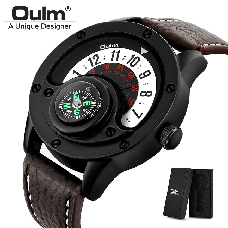 

OULM Watch Men Luxury Sport Quartz Wristwatch Clock Mens Watches Leather Waterproof Watch Relogio Masculino Dropshipping