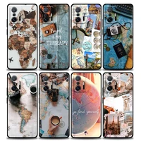 phone case for xiaomi mi 12 11i 11 11x 11t poco x3 nfc m3 pro f3 gt m4 case soft silicone cover world map travel