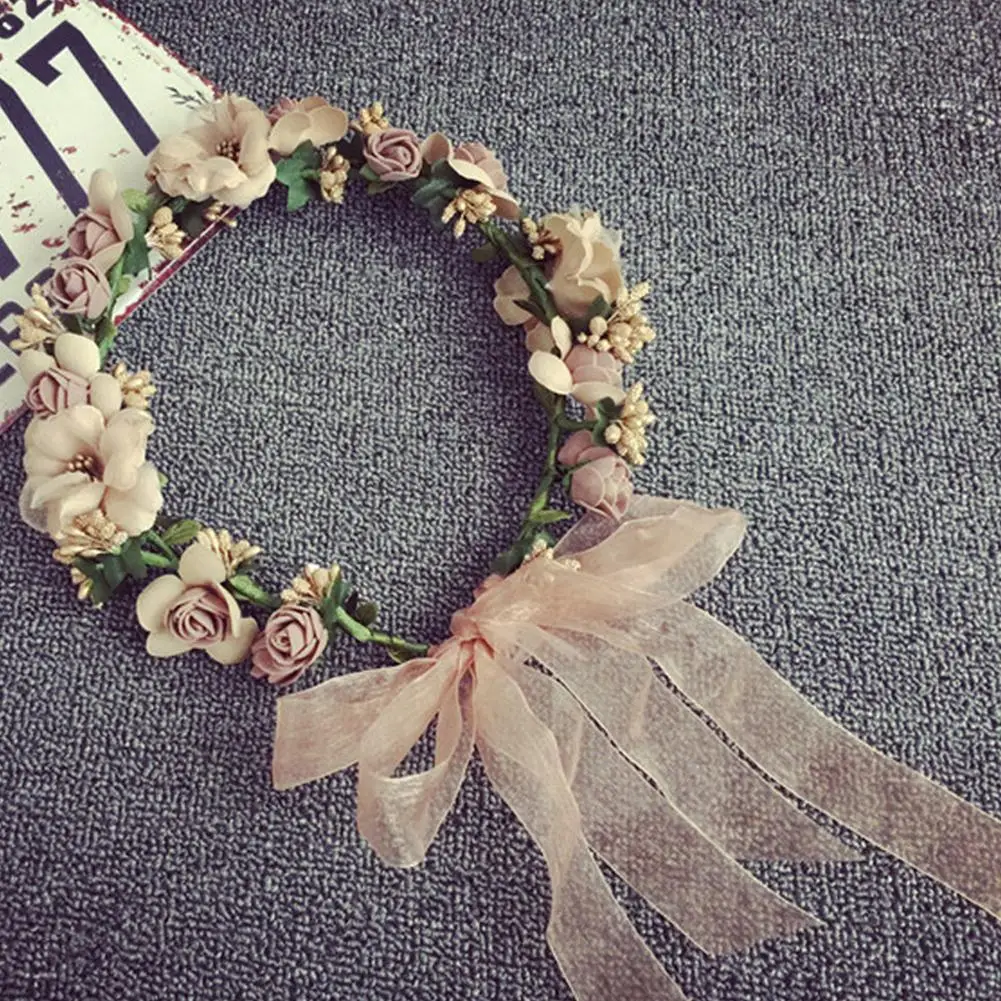

Flower Hairband Floral Crown for Party Bride Flower Crown HairBand Beach Ornament bridesmaid hair accessories GirlsDecoration
