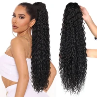 nc synthetic ponytail wig african american black curly hair drawstring puffy tail instant noodle roll for women natural looking