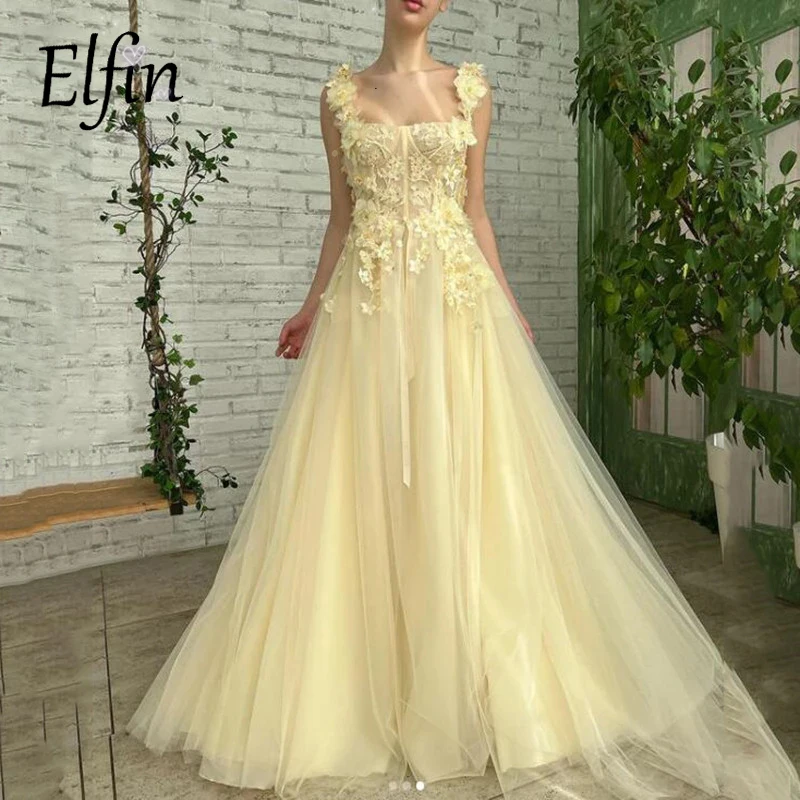 

Elfin Evening Dresses Gala Floor Length Sleeveless Formal Party Pleats Strap Tulle Customization Prom Robe De Soiree