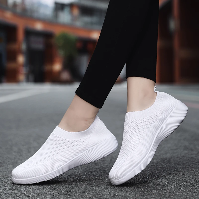 

Size 43 Women Flat Slip on White Shoes Woman Lightweight Sneakers Summer Autumn Casual Tenis Feminino Femme Basket Flats Shoes