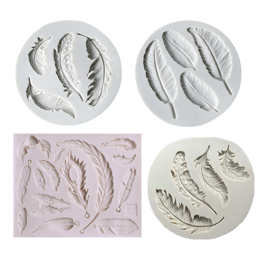 

4 шт./набор, силиконовые формы в форме перьев для украшения торта