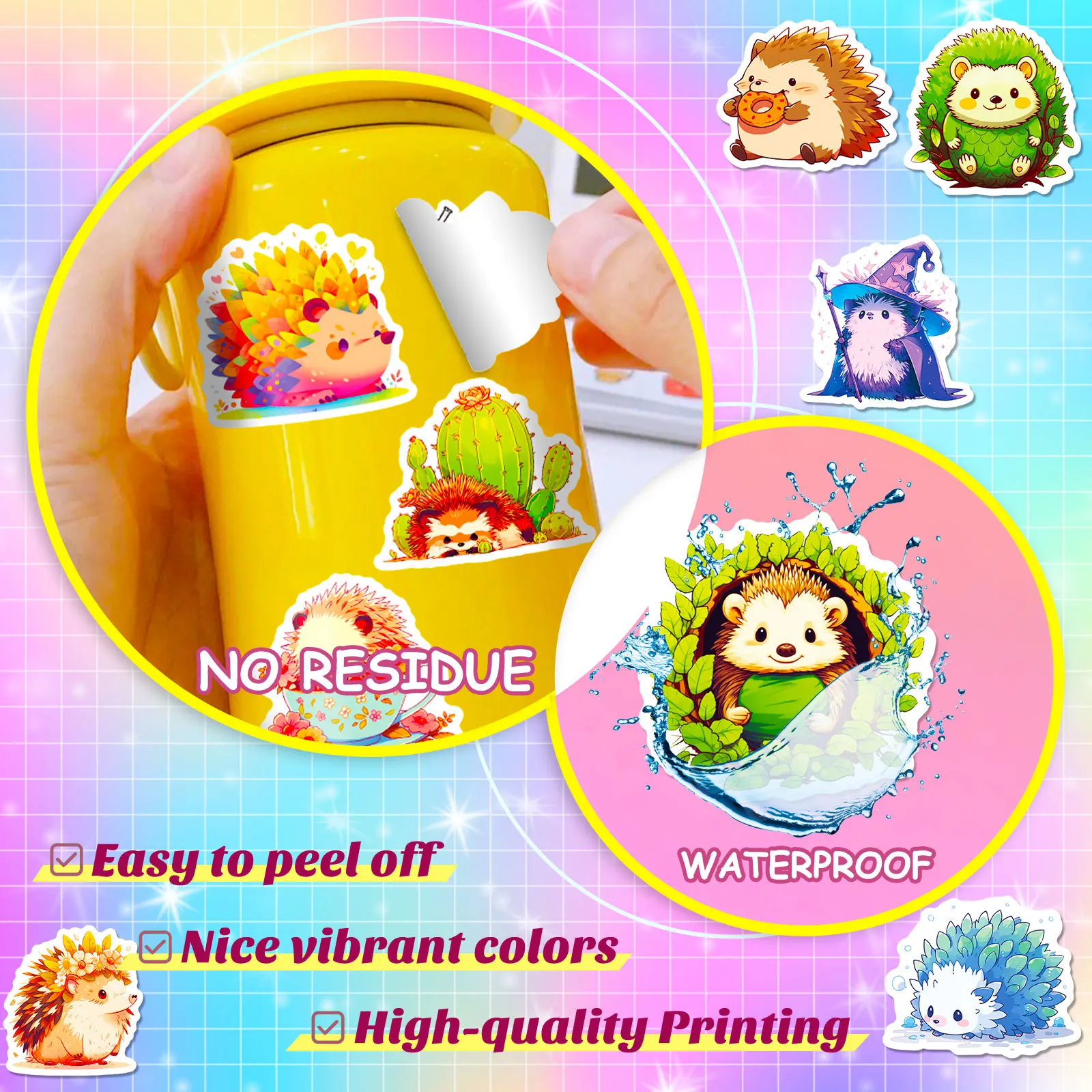 Новинка 2024 Набор наклеек с маленьким ежиком животное из мультфильма граффити iPad