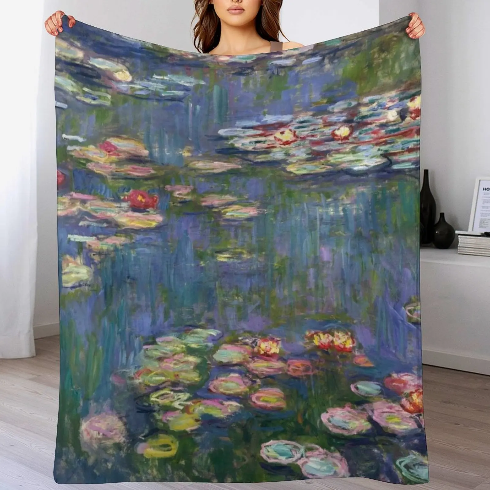 1916-Claude Monet-Water Lilies-200 x 200 Пледы Очень большое одеяло Роскошные летние модные