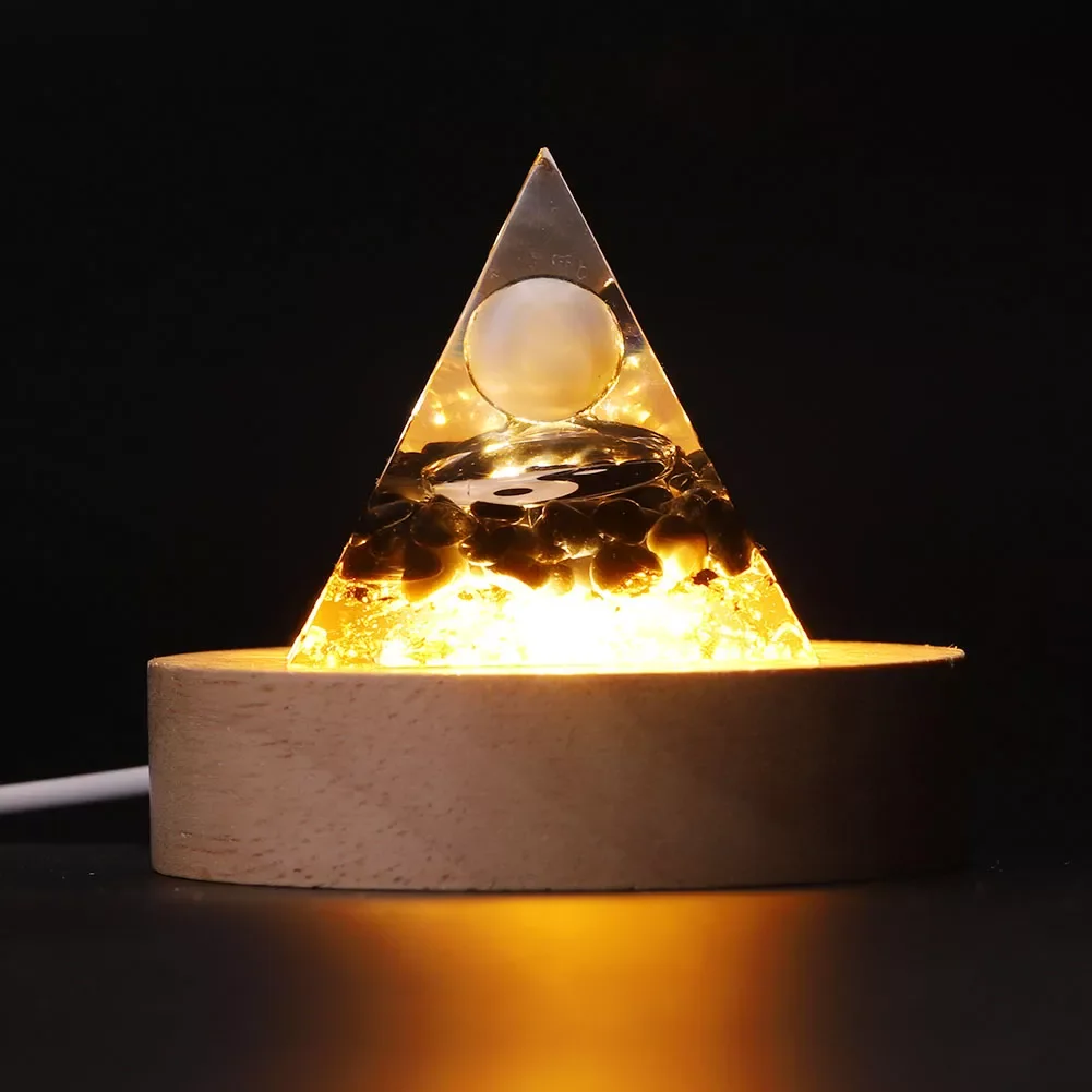 

New in Stones Crystal Orgonite Pyramid Amethyst Peridot Energy Generator Reiki Chakra Lucky Healing Meditation Tool Home Decor e