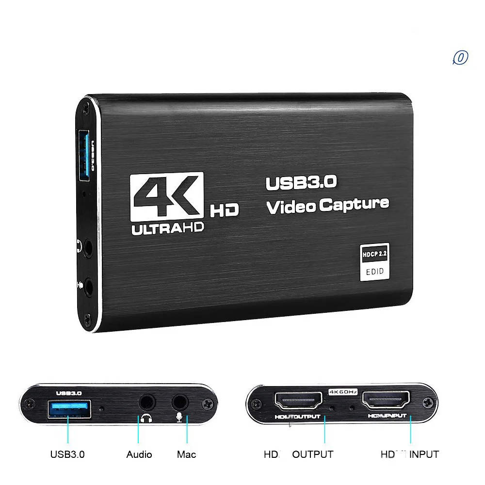 

Video Capture Card OBS Recorder 4K60 Converter 30hz Supports Mic for PC Camera Projector Capture Card USB3.0