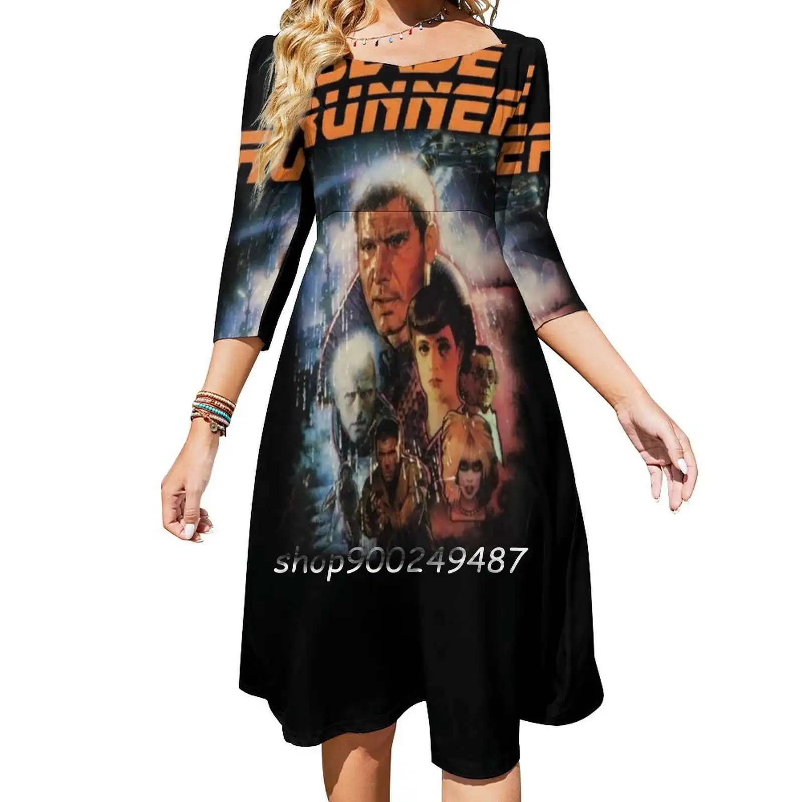 

Blade Runner Shirt! Sweet Elegant Dress Women Korean Kawaii Square Collar Dress Blade Runner Phillip K Dick Cult Film Obscure