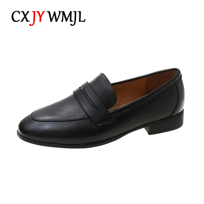 

Лоферы CXJYWMJL женские из воловьей кожи, верхний слой, плоская подошва, повседневная обувь, натуральная кожа, круглый носок, одна обувь, весна-л...