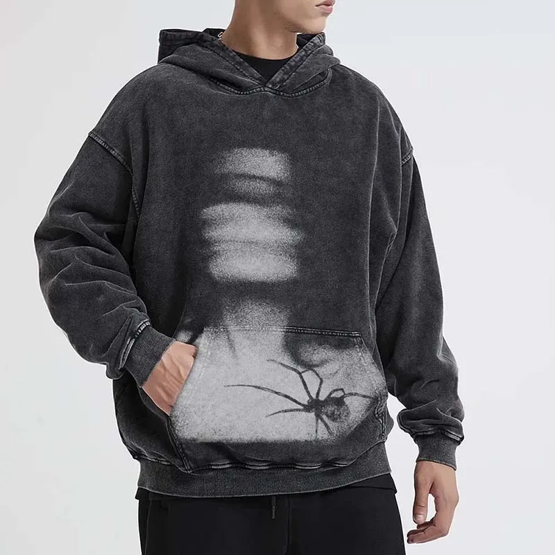 

Худи мужское в стиле Харадзюку, свитшот с принтом паука, готический стиль, Повседневная Уличная одежда в стиле ретро, Y2K, зима