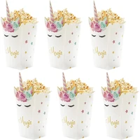 10pcs unicorn paper popcorn boxes candy cookie gift box bag kids unicorn theme birthday party decoration baby shower supplies