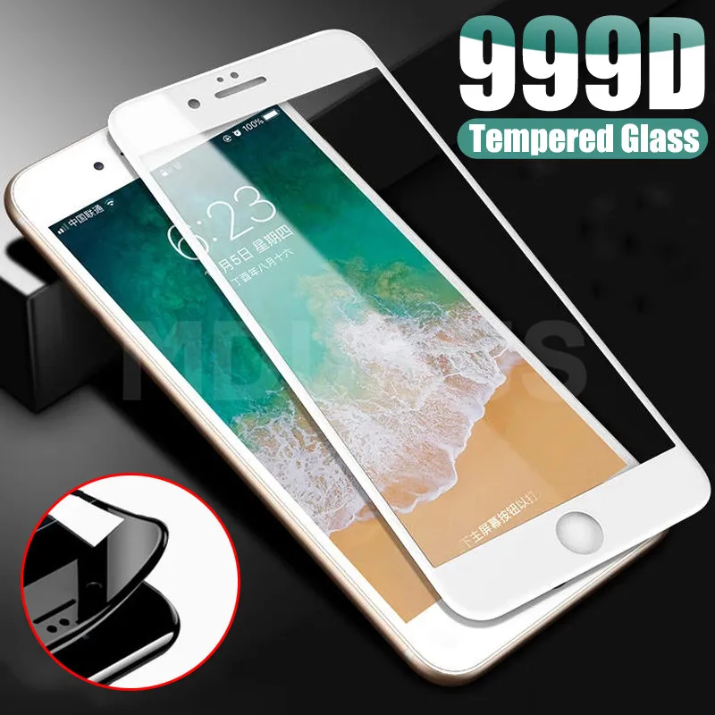 

999D Protective Glass on For iPhone 8 7 6 6S Plus XR X XS Glass Full Cover iPhone 11 12 Pro Max Screen Protector Tempered Glass
