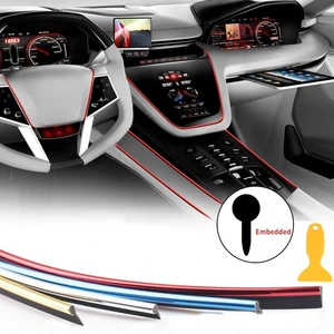 CarDashboard Door Edge Insert Trim Styling Interior Gap Decorative Moulding Universal Auto accessories insert strip With Scraper