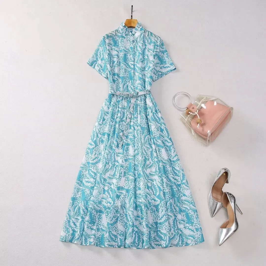 Платье-рубашка ZJYT женское с винтажным принтом модельное модное повседневное